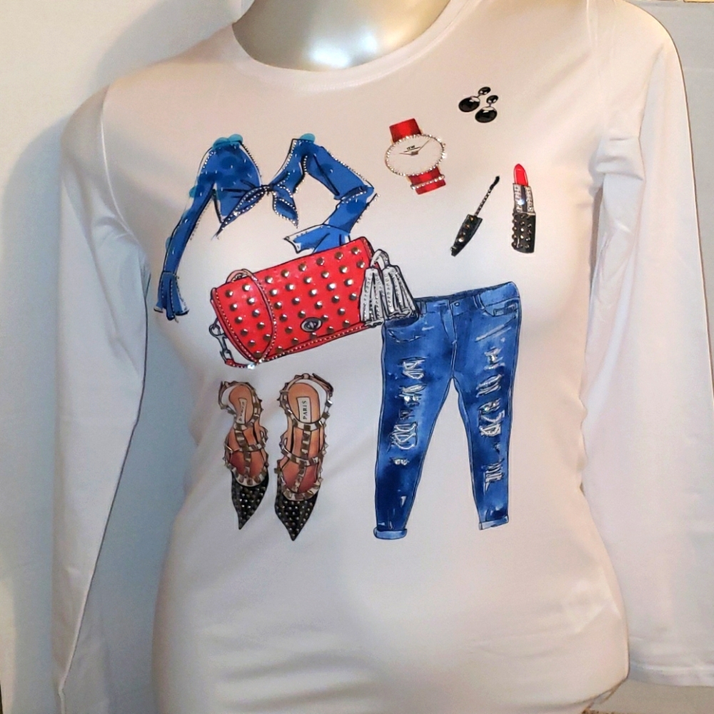 Vinizbena 3D-Shirt Long Sleeve White